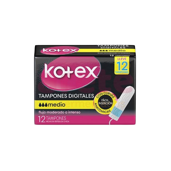 TAMPONES KOTEX FLUJO MEDIO X 12 UND 